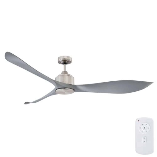 Eagle XL DC Ceiling Fan with Remote Brushed Chrome Motor with Silver Blades 66"