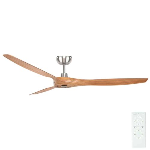 Brilliant Maverick DC Ceiling Fan Satin Nickel with Oak Blades 60"