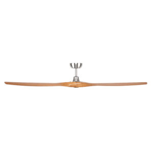 Brilliant Maverick DC Ceiling Fan Satin Nickel with Oak Blades 60" Side View