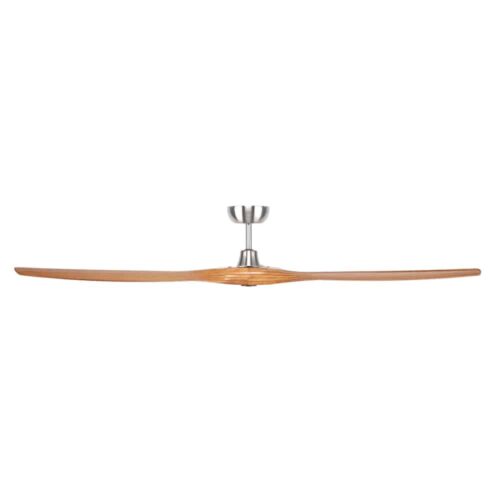 Brilliant Maverick DC Ceiling Fan Satin Nickel with Oak Blades 60" Side View