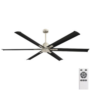 Mercator Rhino DC Ceiling Fan with Remote Control- Brushed Chrome with Black Blades 72"