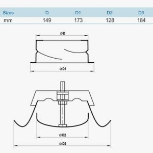 cone vent metal 150mm dimension