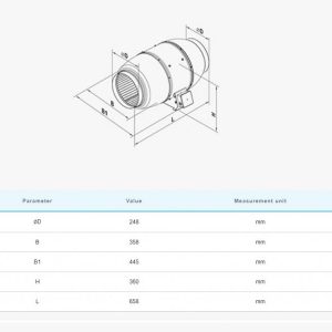 Fanco Mixflow TT Silent Inline Fan 250mm - Image 2