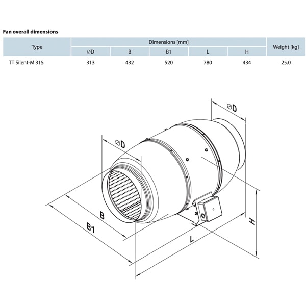 Fanco Mixflow TT Silent Inline Fan 315mm