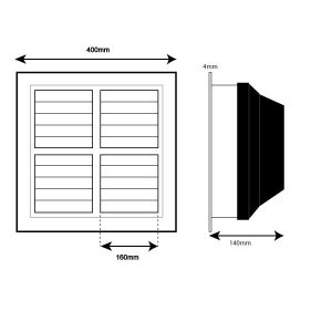 Air Conditioning Vent Square Multi Directional 360mm with 350mm Duct - Image 2