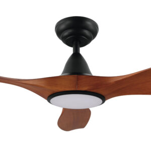 Eglo Noosa DC Ceiling Fan with LED Light Black with Teak Blades 52-inch Motor