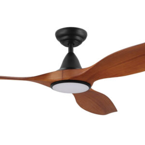 Eglo Noosa DC Ceiling Fan with LED Light Black with Teak Blades 60-inch Motor