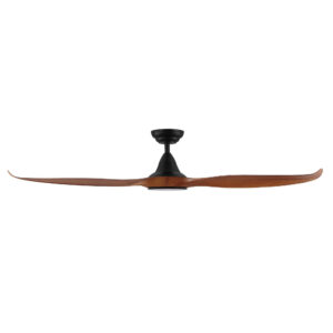 Eglo Noosa DC Ceiling Fan with LED Light Black with Teak Blades 60-inch Side View