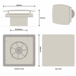 LD Auto Small Cavity Exhaust Fan w/ Auto Shutters 150mm White - Image 3