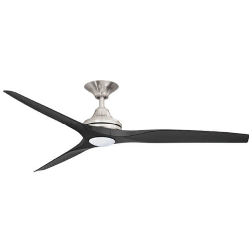 Spitfire V2 Ceiling Fan with LED Light - Brushed Nickel with Black Plastic Blades 60"