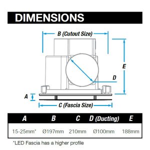 Ventair Airbus 150 Ceiling Exhaust Fan - Black Square - Image 2