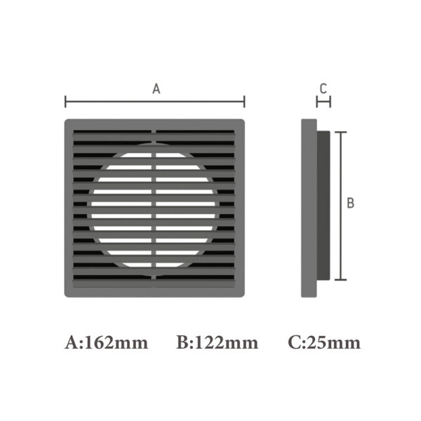 Fixed Louvre Vent Plastic Black 150mm