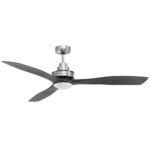 Mercator Clarence AC Ceiling Fan - Brushed Chome with Black Blades 56"