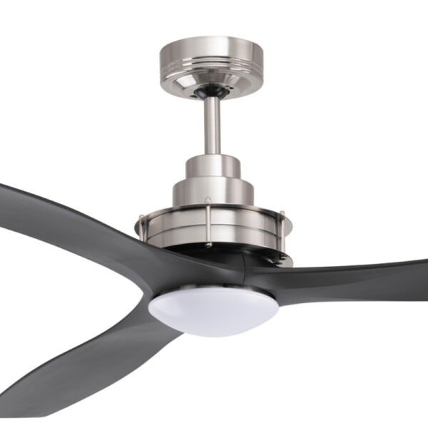 Mercator Clarence AC Ceiling Fan - Brushed Chome with Black Blades 56"