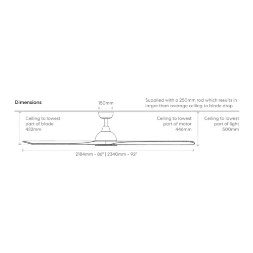 fanco-sanctuary-dc-ceiling-fan-86-and-92-inch-dimensions-diagram
