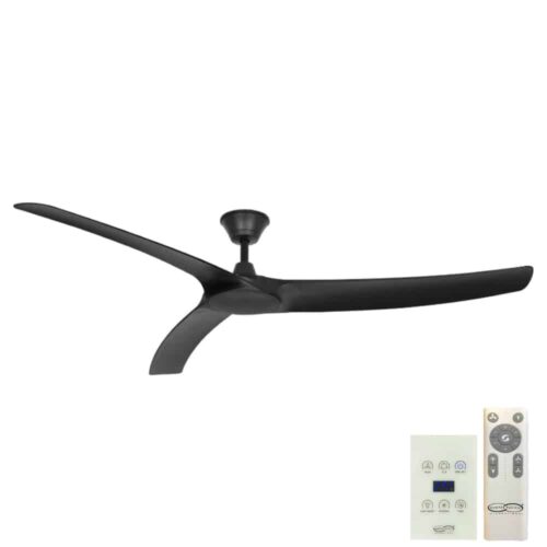 Hunter Pacific Aqua V2 IP66 DC Ceiling Fan - Matte Black 70" (Remote & Wall Control)