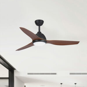 Fanco Breeze AC Ceiling Fan with CCT LED Light and Wall Control - Black and Koa 52"