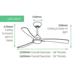 Claro Sleeper DC Ceiling Fan with CCT LED Light & Solid Timber Blades - Black / Teak 48" - Image 3