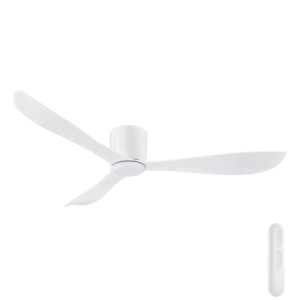 Instinct 54" White DC Ceiling Fan with White Ambience LED Light & Remote -