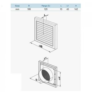 Fixed Flyscreen Vent 125mm - Dark Grey - Image 5