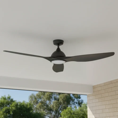 fanco-horizon-dc-64-inch-ceiling-fan-black-with-led-light-outdoor-close-up-insitu