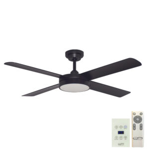 Hunter Pacific Pinnacle V2 DC Ceiling Fan with LED Light & Wall Control - Matte Black 52"