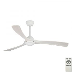 Claro Sleeper DC Ceiling Fan with CCT LED Light - White with Solid Timber Whitewash Blades 48"