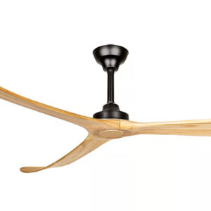 Three Sixty Kirra DC Ceiling Fan in Black with Natural Blades 100-inch Motor