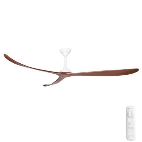 Three Sixty Kirra DC Ceiling Fan in White with Walnut Blades 100-inch