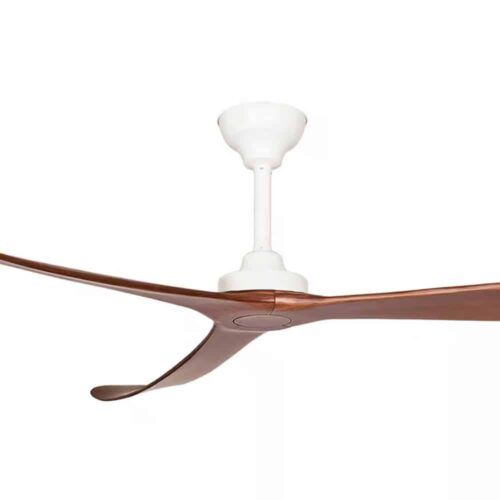Three Sixty Kirra DC Ceiling Fan in White with Walnut Blades 100-inch Motor