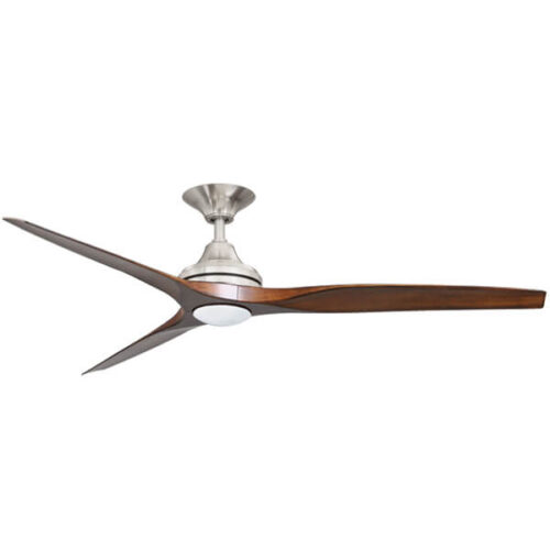 Spitfire V2 Ceiling Fan with LED Light - Brushed Nickel with Koa Plastic Blades 60"