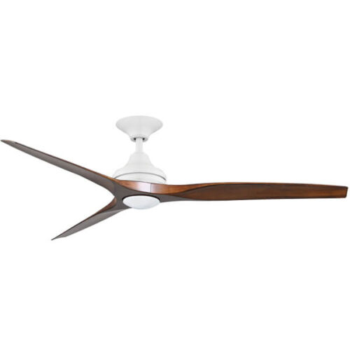 Spitfire V2 Ceiling Fan with LED Light - White with Koa Plastic Blades 60"