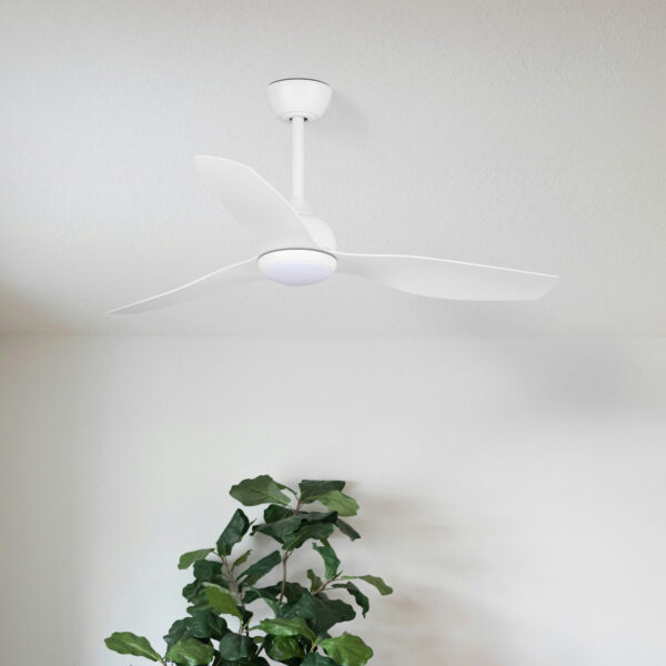 Claro Whisper DC Ceiling Fan with Dimmable CCT LED Light - White 48"