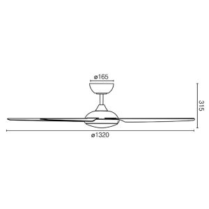 Amari DC Ceiling Fan with LED 52 Dimensions