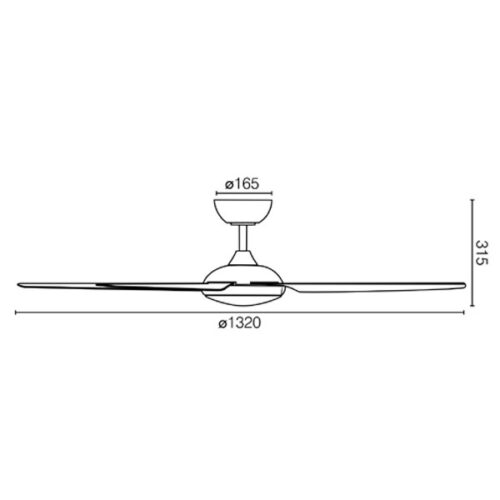 Amari DC Ceiling Fan with LED 52 Dimensions