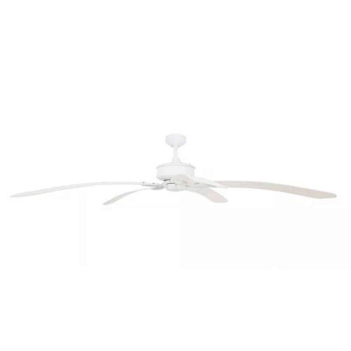 Three Sixty Tropicana AC Ceiling Fan - White with White Wash Blades 72" Side View