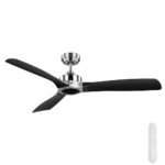 Mercator Ikuü Minota Smart DC Ceiling Fan with Remote - Black and Dark Timber-style 52"