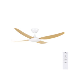 Brilliant Amari DC Ceiling Fan with Remote - White & Oak 52" - Image 1