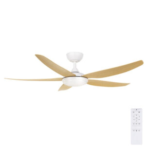 Brilliant Amari DC Ceiling Fan Remote with Dimmable CCT LED Light - White & Oak 56" - Image 1