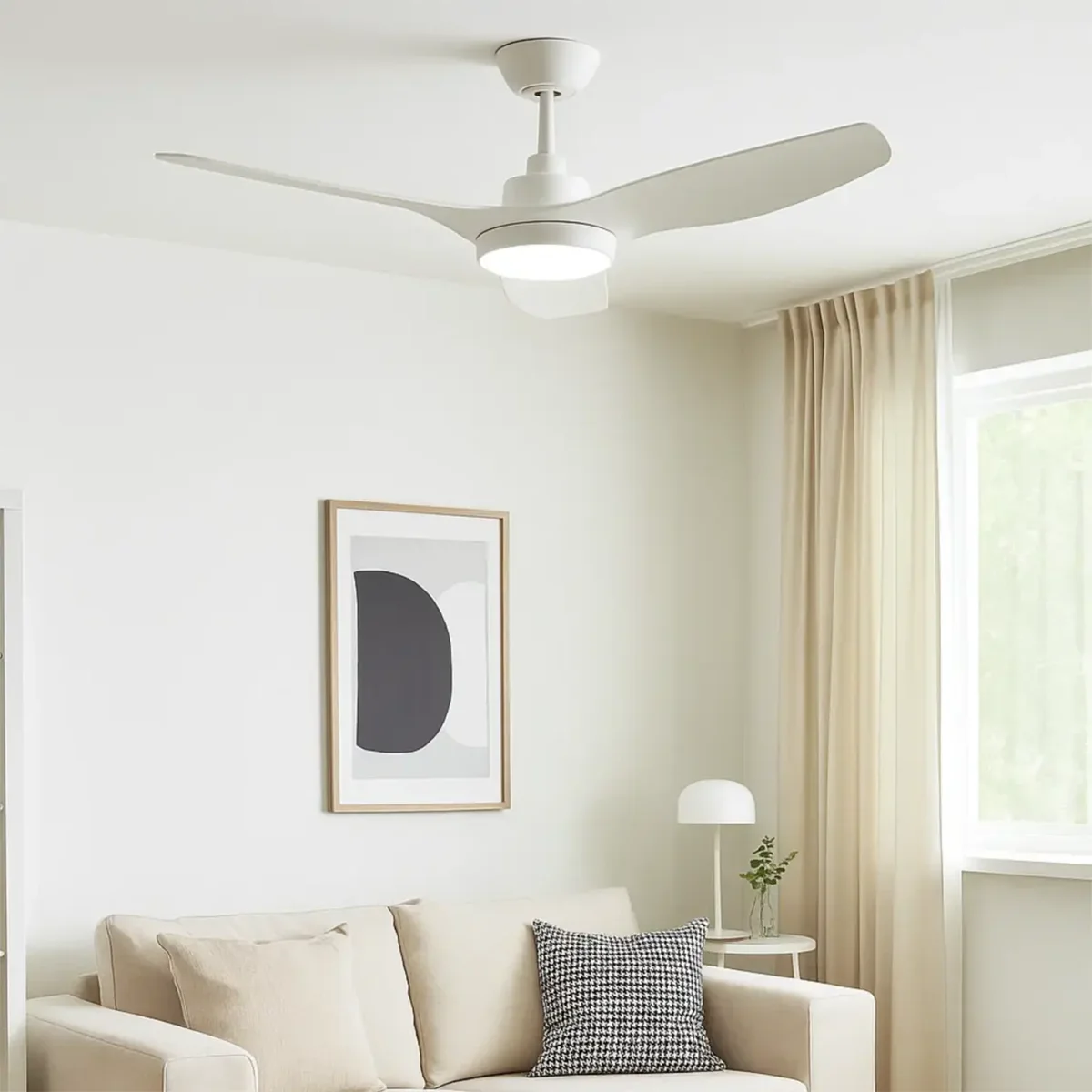 Ventair DC3 Ceiling Fan with CCT LED Light, Remote and Wall Control - White 48" - Image 2