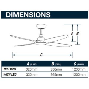 Ventair Skyfan 4 Blade DC Ceiling Fan with CCT LED Light - White 56"