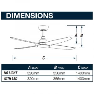 Ventair Skyfan 4 Blade DC Ceiling Fan - Black 56"