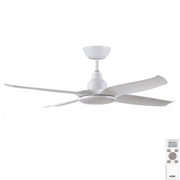 Ventair Skyfan 4 Blade DC Ceiling Fan with CCT LED Light - White 48"