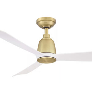 Three Sixty Kute 3-blade DC Ceiling Fan with Remote in Satin Brass with White Blades 44-inch Motor