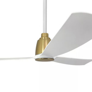 Three Sixty Kute 3-blade DC Ceiling Fan with Remote in Satin Brass with White Blades 52-inch Motor