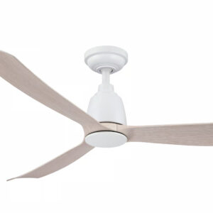 Three Sixty Kute 3-blade DC Ceiling Fan with Remote in White Washed with Oak Blades 52-inch Motor