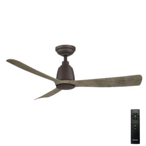 Kute 3 Blade DC Ceiling Fan with Remote - Graphite with Weathered Wood Blades 44"
