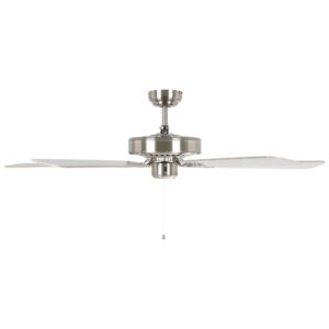 Eglo Waikiki Ceiling Fan Satin Nickel with Pale Oak Blades 52-inch Side View