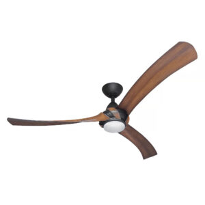 Three Sixty Arumi V2 Ceiling Fan with LED Light - Black with Koa Blades 52" - Image 4