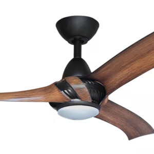 Three Sixty Arumi V2 Ceiling Fan with LED Light - Black with Koa Blades 52" - Image 2